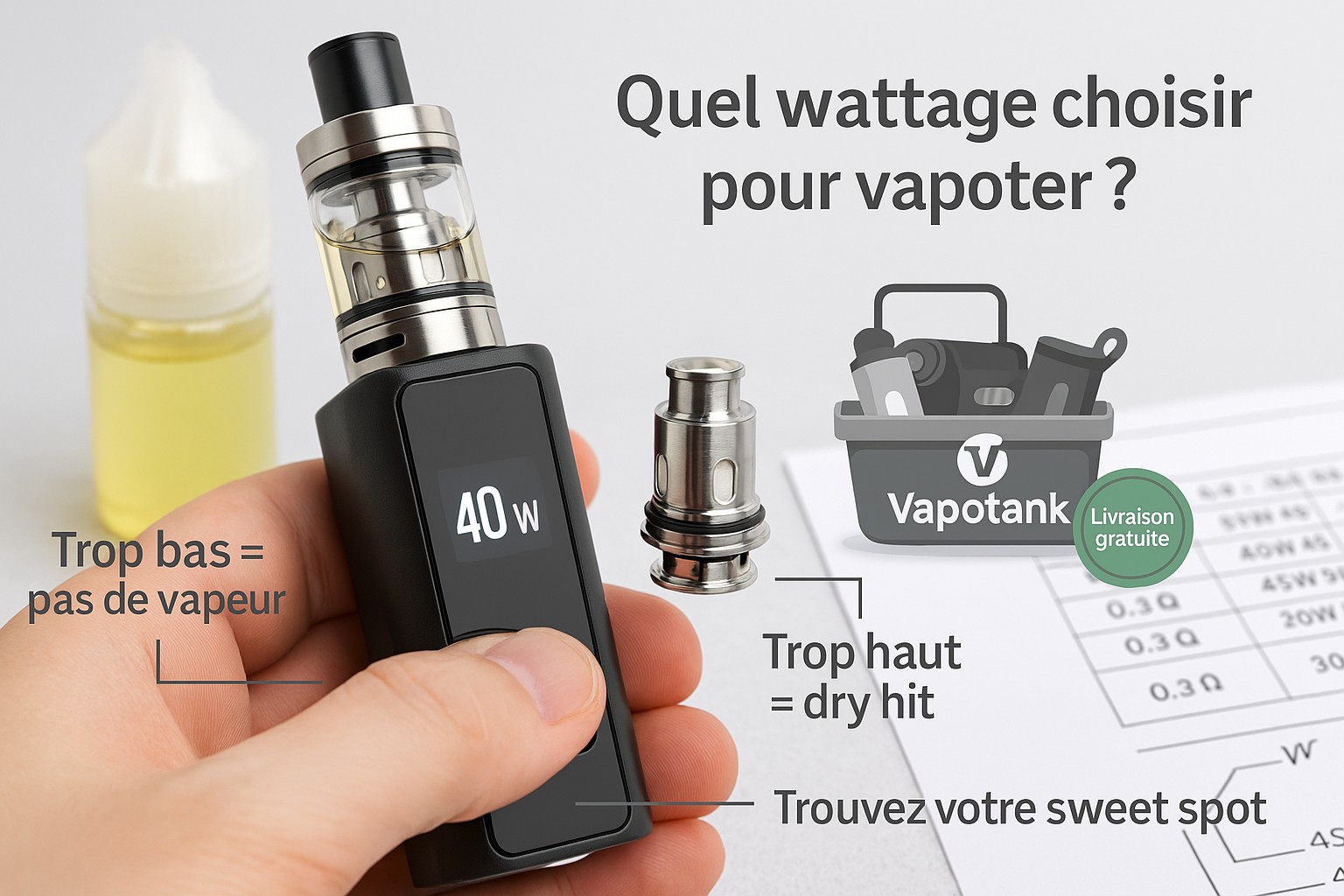 cigarette électronique projection liquide Quel wattage choisir pour vapoter ? Réglages selon votre résistance