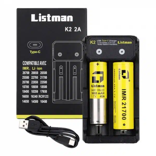 Chargeur d'Accus K2 2A Listman : Recharge Rapide et Universelle pour  Cigarette Électronique