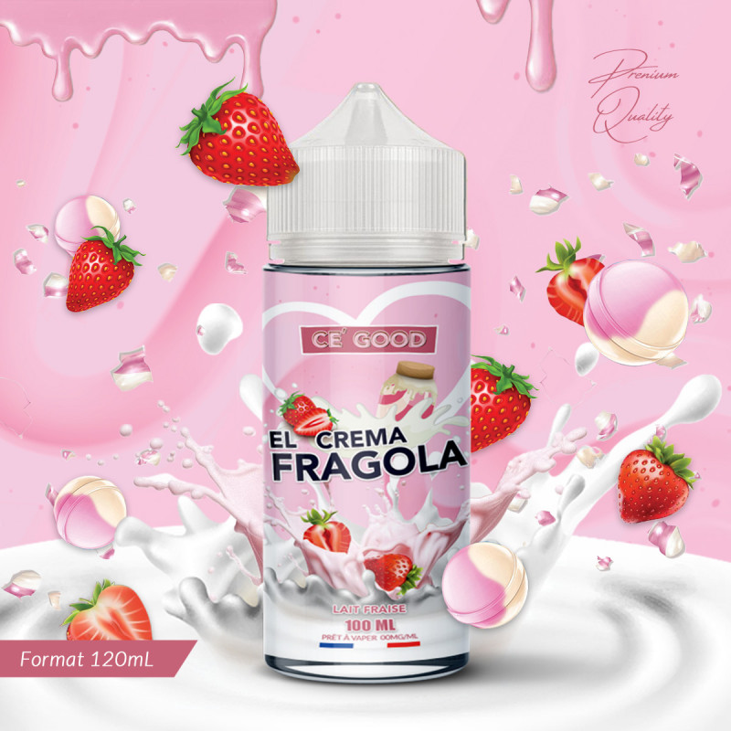 E-liquide Lait, Fraise & Bonbon – El Crema Fragola 100ml – CE’GOOD E-liquide Lait, Fraise & Bonbon – El Crema Fragola 100ml – CE’GOOD