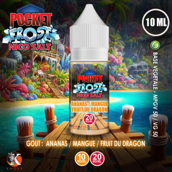 E-liquide Ananas, Mangue, Pitaya & Fraîcheur 10ml (Sel de Nicotine) – Pocket Frost / Knoks